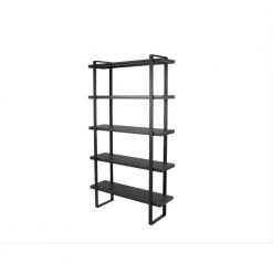 70.9 in. Black Wood 5-Shelf Etagere Bookcase with Open Back by Kahomvis -Kahomvis Sales Store black kahomvis bookcases bookshelves gp lkw9 0050 c3 1000