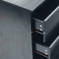 6-Drawer Black Chest of-Drawers (27.93 in H. X 55.19 in W. X 19.69 in D.) by Kahomvis -Kahomvis Sales Store black kahomvis chest of drawers js lkw33 035 4f 1000