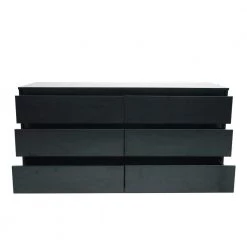 6-Drawer Black Chest of-Drawers (27.93 in H. X 55.19 in W. X 19.69 in D.) by Kahomvis
