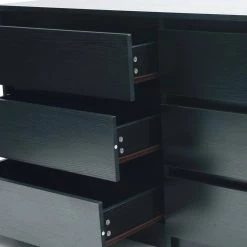6-Drawer Black Chest of-Drawers (27.93 in H. X 55.19 in W. X 19.69 in D.) by Kahomvis -Kahomvis Sales Store black kahomvis chest of drawers js lkw33 035 77 1000