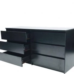 6-Drawer Black Chest of-Drawers (27.93 in H. X 55.19 in W. X 19.69 in D.) by Kahomvis -Kahomvis Sales Store black kahomvis chest of drawers js lkw33 035 c3 1000