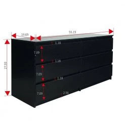 6-Drawer Black Chest of-Drawers (27.93 in H. X 55.19 in W. X 19.69 in D.) by Kahomvis -Kahomvis Sales Store black kahomvis chest of drawers js lkw33 035 fa 1000