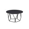 32 in. Black Round Wood Coffee Table with Metal Frame by Kahomvis