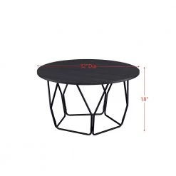 32 in. Black Round Wood Coffee Table with Metal Frame by Kahomvis -Kahomvis Sales Store black kahomvis coffee tables acme lkof 950 c3 1000