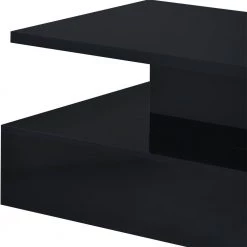 47.2 in. Black Rectangle Wood Modern Coffee Table with LED Lighting and Remote Control by Kahomvis -Kahomvis Sales Store black kahomvis coffee tables ot lkwf 58aab 1f 1000