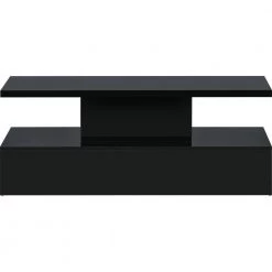 47.2 in. Black Rectangle Wood Modern Coffee Table with LED Lighting and Remote Control by Kahomvis -Kahomvis Sales Store black kahomvis coffee tables ot lkwf 58aab 4f 1000