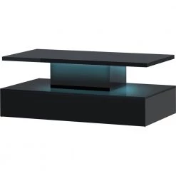 47.2 in. Black Rectangle Wood Modern Coffee Table with LED Lighting and Remote Control by Kahomvis -Kahomvis Sales Store black kahomvis coffee tables ot lkwf 58aab c3 1000