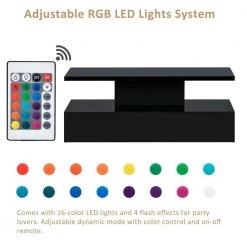 47.2 in. Black Rectangle Wood Modern Coffee Table with LED Lighting and Remote Control by Kahomvis -Kahomvis Sales Store black kahomvis coffee tables ot lkwf 58aab fa 1000