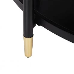 35.4 in. Black Round Tempered Glass Coffee Table with Bottom Storage Shelf and Metal Frame by Kahomvis -Kahomvis Sales Store black kahomvis coffee tables rys lkw2 954 76 1000