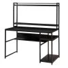 47.2 in. Rectangular Black Wood Computer Desk for Home Office with Open Storage Shelf and Removable Monitor Riser by Kahomvis