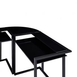56.7 in. L-Shaped Black Tempered Glass Round Corner Computer Desk with Steel Frame and Ergonomic Monitor Riser by Kahomvis -Kahomvis Sales Store black kahomvis computer desks sl lkwf 9aad 44 1000