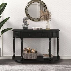 52 in. Black Standard Half Moon Wood Console Table with 2-Top Drawers by Kahomvis 19 52 in. Black Standard Half Moon Wood Console Table with 2-Top Drawers by Kahomvis -Kahomvis Sales Store black kahomvis console tables tre lkwf2 4aab 31 1000