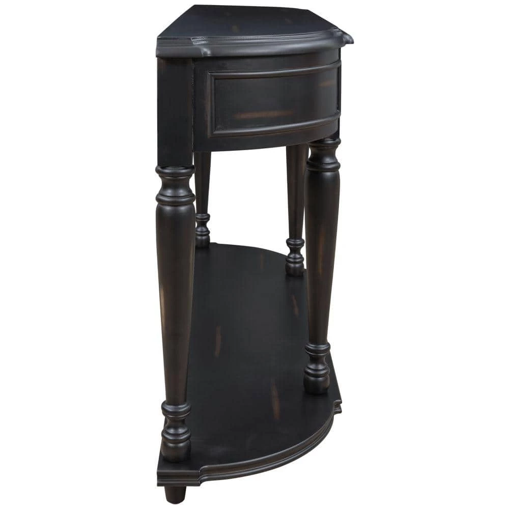 52 in. Black Standard Half Moon Wood Console Table with 2-Top Drawers by Kahomvis 2 52 in. Black Standard Half Moon Wood Console Table with 2-Top Drawers by Kahomvis - Image 2