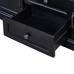 Black Storage Bench with Removable Cushion 2-Drawers and 2-Cabinets (17.5 in. H x 42.9 in. W x 15.9 in. D) by Kahomvis 15 Black Storage Bench with Removable Cushion 2-Drawers and 2-Cabinets (17.5 in. H x 42.9 in. W x 15.9 in. D) by Kahomvis -Kahomvis Sales Store black kahomvis dining benches tre lkwf1 2aab 1f 1000
