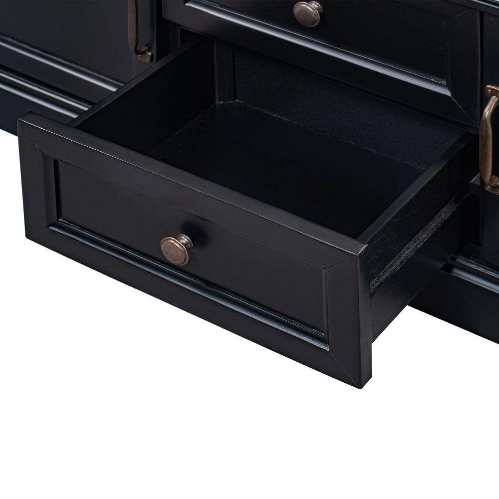 Black Storage Bench with Removable Cushion 2-Drawers and 2-Cabinets (17.5 in. H x 42.9 in. W x 15.9 in. D) by Kahomvis 7 Black Storage Bench with Removable Cushion 2-Drawers and 2-Cabinets (17.5 in. H x 42.9 in. W x 15.9 in. D) by Kahomvis - Image 7