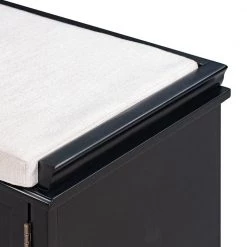 Black Storage Bench with Removable Cushion 2-Drawers and 2-Cabinets (17.5 in. H x 42.9 in. W x 15.9 in. D) by Kahomvis 14 Black Storage Bench with Removable Cushion 2-Drawers and 2-Cabinets (17.5 in. H x 42.9 in. W x 15.9 in. D) by Kahomvis -Kahomvis Sales Store black kahomvis dining benches tre lkwf1 2aab 4f 1000