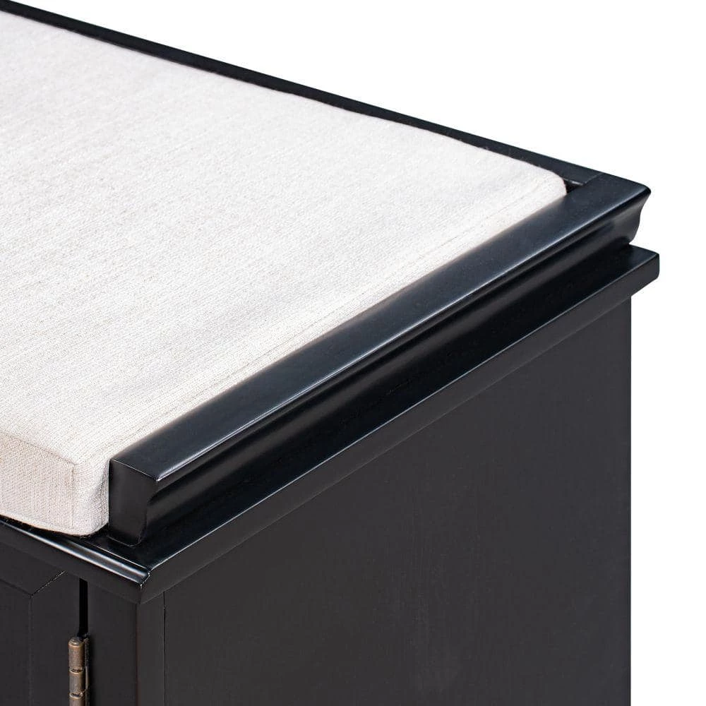 Black Storage Bench with Removable Cushion 2-Drawers and 2-Cabinets (17.5 in. H x 42.9 in. W x 15.9 in. D) by Kahomvis 6 Black Storage Bench with Removable Cushion 2-Drawers and 2-Cabinets (17.5 in. H x 42.9 in. W x 15.9 in. D) by Kahomvis - Image 6