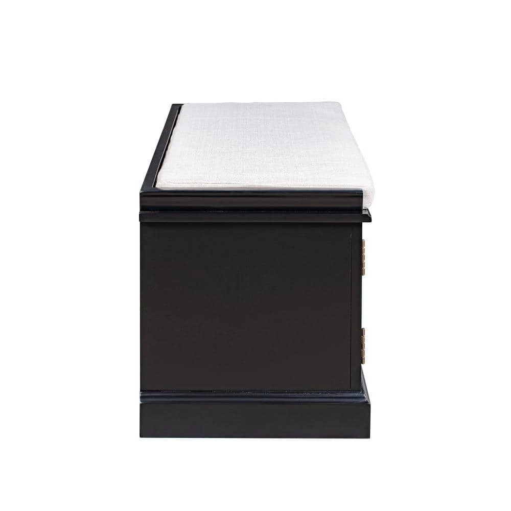 Black Storage Bench with Removable Cushion 2-Drawers and 2-Cabinets (17.5 in. H x 42.9 in. W x 15.9 in. D) by Kahomvis 2 Black Storage Bench with Removable Cushion 2-Drawers and 2-Cabinets (17.5 in. H x 42.9 in. W x 15.9 in. D) by Kahomvis - Image 2