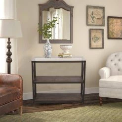 35.4 in. Black and Walnut Tall Rectangle Tempered Glass Top End Table with 2 Wooden Shelves by Kahomvis -Kahomvis Sales Store black kahomvis end side tables gp lkw9 30119 31 1000