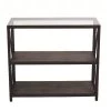 35.4 in. Black and Walnut Tall Rectangle Tempered Glass Top End Table with 2 Wooden Shelves by Kahomvis