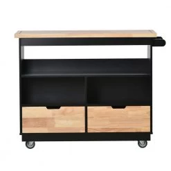 Black Kitchen Cart with Rubber Wood Tabletop, Mobile Two-Sided Storage Cabinet Kitchen Island by Kahomvis 21 Black Kitchen Cart with Rubber Wood Tabletop, Mobile Two-Sided Storage Cabinet Kitchen Island by Kahomvis -Kahomvis Sales Store black kahomvis kitchen carts kk lk05 1aab 31 1000