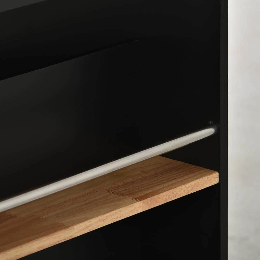 Black Kitchen Cart with Rubber Wood Tabletop, Mobile Two-Sided Storage Cabinet Kitchen Island by Kahomvis 9 Black Kitchen Cart with Rubber Wood Tabletop, Mobile Two-Sided Storage Cabinet Kitchen Island by Kahomvis - Image 9