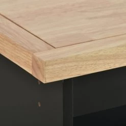 Black Kitchen Cart with Rubber Wood Tabletop, Mobile Two-Sided Storage Cabinet Kitchen Island by Kahomvis 17 Black Kitchen Cart with Rubber Wood Tabletop, Mobile Two-Sided Storage Cabinet Kitchen Island by Kahomvis -Kahomvis Sales Store black kahomvis kitchen carts kk lk05 1aab 4f 1000