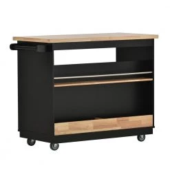 Black Kitchen Cart with Rubber Wood Tabletop, Mobile Two-Sided Storage Cabinet Kitchen Island by Kahomvis 14 Black Kitchen Cart with Rubber Wood Tabletop, Mobile Two-Sided Storage Cabinet Kitchen Island by Kahomvis -Kahomvis Sales Store black kahomvis kitchen carts kk lk05 1aab 66 1000