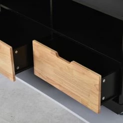 Black Kitchen Cart with Rubber Wood Tabletop, Mobile Two-Sided Storage Cabinet Kitchen Island by Kahomvis 15 Black Kitchen Cart with Rubber Wood Tabletop, Mobile Two-Sided Storage Cabinet Kitchen Island by Kahomvis -Kahomvis Sales Store black kahomvis kitchen carts kk lk05 1aab 77 1000