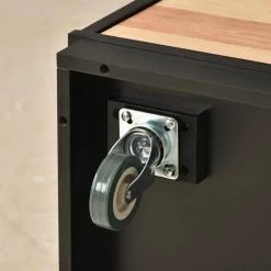 Black Kitchen Cart with Rubber Wood Tabletop, Mobile Two-Sided Storage Cabinet Kitchen Island by Kahomvis 20 Black Kitchen Cart with Rubber Wood Tabletop, Mobile Two-Sided Storage Cabinet Kitchen Island by Kahomvis -Kahomvis Sales Store black kahomvis kitchen carts kk lk05 1aab fa 1000