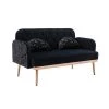 55.11 in. Black Velvet Upholstered 2-Seater Loveseat with Pillows and Metal Feet by Kahomvis