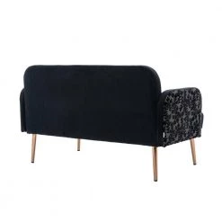 55.11 in. Black Velvet Upholstered 2-Seater Loveseat with Pillows and Metal Feet by Kahomvis 11 55.11 in. Black Velvet Upholstered 2-Seater Loveseat with Pillows and Metal Feet by Kahomvis -Kahomvis Sales Store black kahomvis loveseats cm lkw3 6715 66 1000