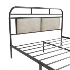 Black Queen Size Metal Bed Frame, Modern Platform Bed Base with Upholstered Headboard and Footboard by Kahomvis -Kahomvis Sales Store black kahomvis platform beds ljr lkw3 6253 1f 1000
