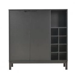 Black Kitchen Buffet Sideboard with Removable Wine Racks and Cabinets, Wood and Metal Storage Console for Dining Room by Kahomvis