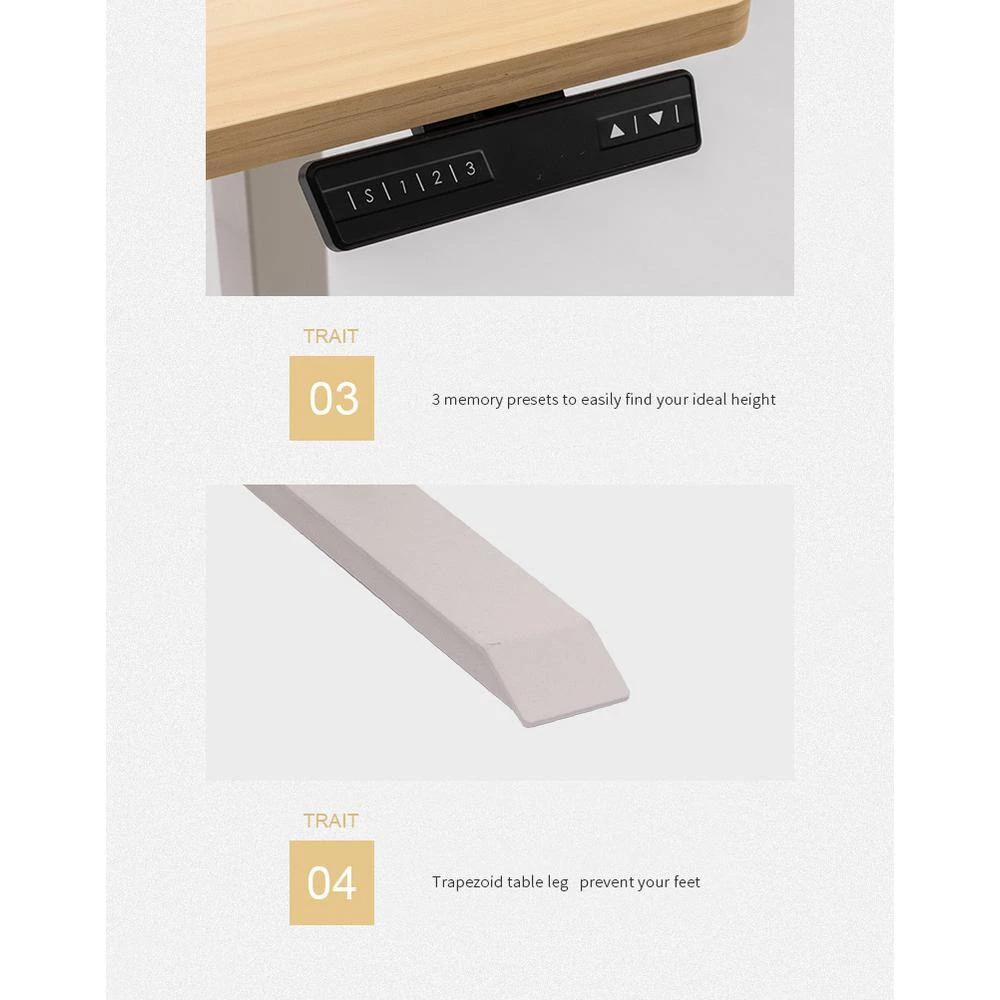 47.24 in. Rectangular Black Wood Height Adjustable Electric Standing Desk with Steel Frame and Muting Dual Motor by Kahomvis 4 47.24 in. Rectangular Black Wood Height Adjustable Electric Standing Desk with Steel Frame and Muting Dual Motor by Kahomvis - Image 4