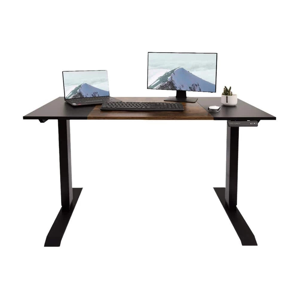 47.24 in. Rectangular Black Wood Height Adjustable Electric Standing Desk with Steel Frame and Muting Dual Motor by Kahomvis 6 47.24 in. Rectangular Black Wood Height Adjustable Electric Standing Desk with Steel Frame and Muting Dual Motor by Kahomvis - Image 6