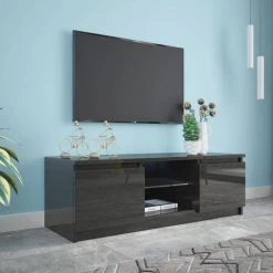 47 in. Black TV Stand with 2-Drawers Fits TV's up to 55 in. with LED Lights by Kahomvis -Kahomvis Sales Store black kahomvis tv stands js lkw33 498 44 1000