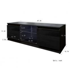 47 in. Black TV Stand with 2-Drawers Fits TV's up to 55 in. with LED Lights by Kahomvis -Kahomvis Sales Store black kahomvis tv stands js lkw33 498 76 1000