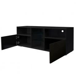 47 in. Black TV Stand with 2-Storage Cabinet Fits TV's up to 55 in. with 20-Colors LED Lights by Kahomvis -Kahomvis Sales Store black kahomvis tv stands js lkw33 500 77 1000