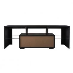 51 in. Black TV Stand Fits TV's up to 55 in. with LED RGB Lights by Kahomvis -Kahomvis Sales Store black kahomvis tv stands js lkw33 870 66 1000