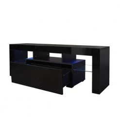 51 in. Black TV Stand Fits TV's up to 55 in. with LED RGB Lights by Kahomvis -Kahomvis Sales Store black kahomvis tv stands js lkw33 870 c3 1000