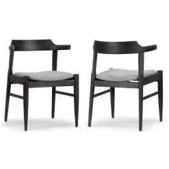 Atlas Retro Modern Black Wood Chair with Curved Back (Set of 2) by Glamour Home