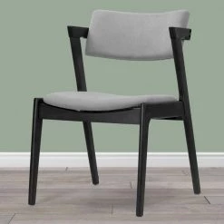 Auden Retro Modern Black Wood Wing Chair with Light Grey Fabric Seat (Set of 2) by Glamour Home -Kahomvis Sales Store black light grey glamour home accent chairs ghdc 1449 31 1000