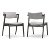 Auden Retro Modern Black Wood Wing Chair with Light Grey Fabric Seat (Set of 2) by Glamour Home