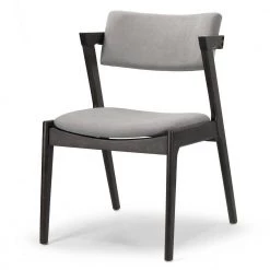 Auden Retro Modern Black Wood Wing Chair with Light Grey Fabric Seat (Set of 2) by Glamour Home -Kahomvis Sales Store black light grey glamour home accent chairs ghdc 1449 fa 1000