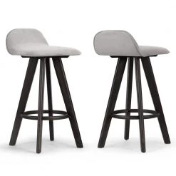 Asta 25.98 in. Black Rubberwood Bar Stool with Low Back Seat Height (Set of 2) by Glamour Home