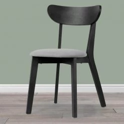 Aspen Black Rubberwood Dining Chair with Upholstered Seat (Set of 2) by Glamour Home -Kahomvis Sales Store black light grey glamour home dining chairs ghdc 1435 31 1000