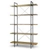 Amrit 84.5 in. Wood Shelf Metal Frame Etagere Bookcase 5-shelf Media Center by Glamour Home