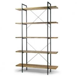 Amrit 84.5 in. Wood Shelf Metal Frame Etagere Bookcase 5-shelf Media Center by Glamour Home