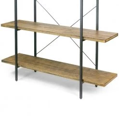 Amrit 84.5 in. Wood Shelf Metal Frame Etagere Bookcase 5-shelf Media Center by Glamour Home -Kahomvis Sales Store black natural wood color glamour home bookcases bookshelves ghdsv 1315 fa 1000